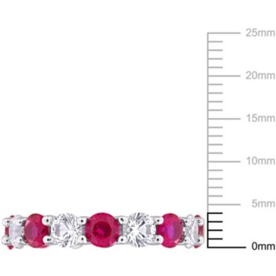 Created Ruby and White Sapphire Eternity Ring Sterling Silver