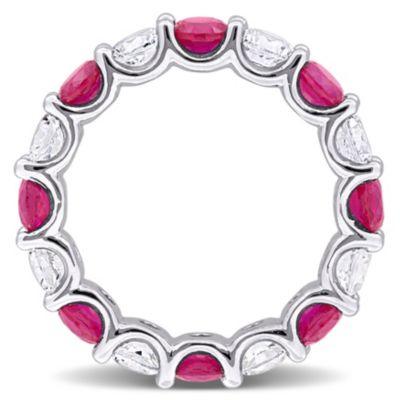 Created Ruby and White Sapphire Eternity Ring Sterling Silver