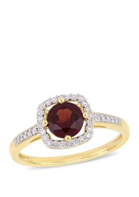Belk & Co 1 ct. t.w. Garnet and 1/7 ct. t.w. Diamond Floating Halo Ring in 10k Yellow Gold, 8