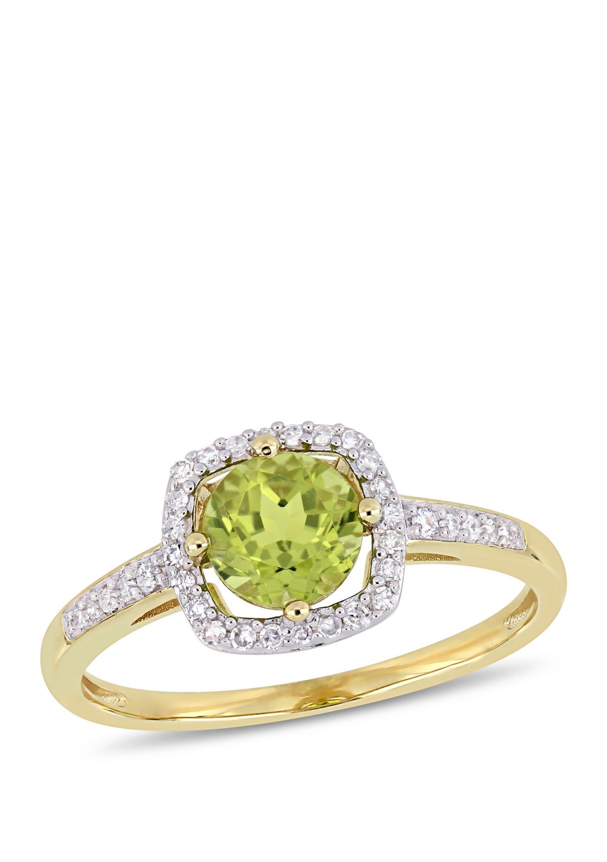 7/8 ct. t.w. Peridot and 1/7 ct. t.w. Diamond Floating Halo Ring in 10k Yellow Gold