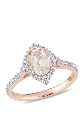 Belk & Co 1 1/3 ct. t.w. Morganite, White Sapphire and 1/4 ct. t.w. Diamond Vintage Ring in 10k Rose Gold, Pink, 7 -  0682077779517