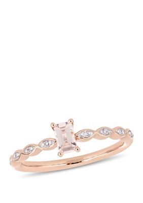 Belk & Co 1/3 Ct. T.w. Morganite And 0.04 Ct. T.w. Diamond Accent Vintage Engagement Ring In 10K Rose Gold