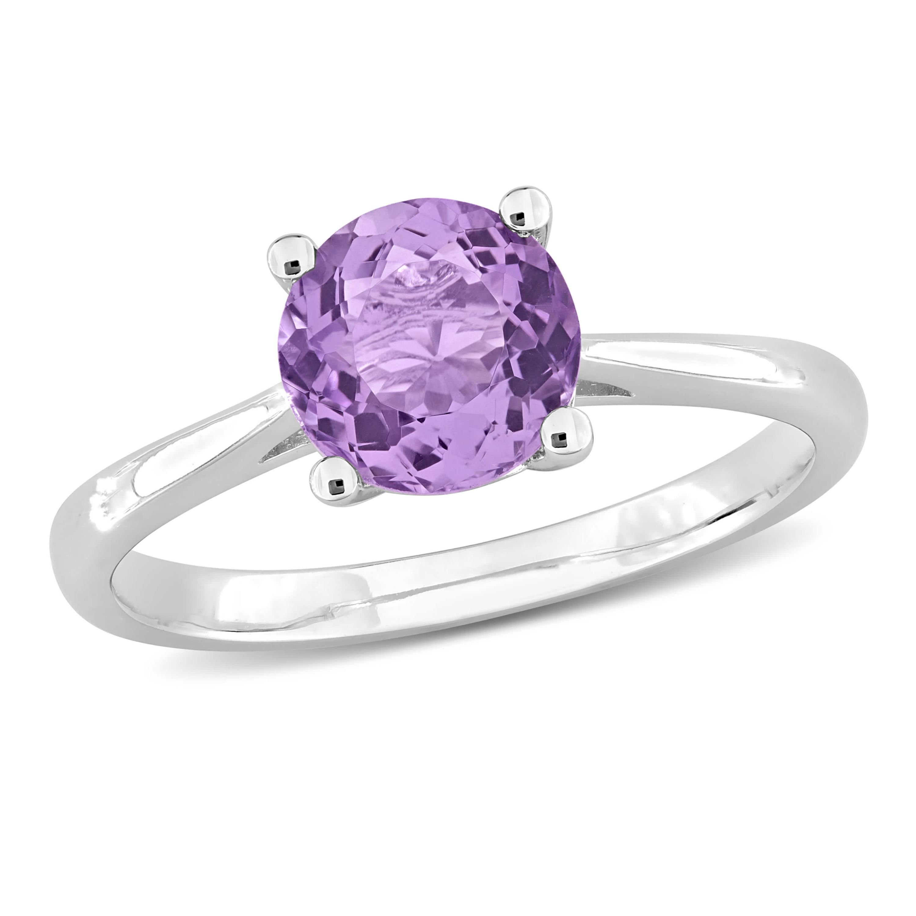 Amethyst Solitaire Ring in Sterling Silver