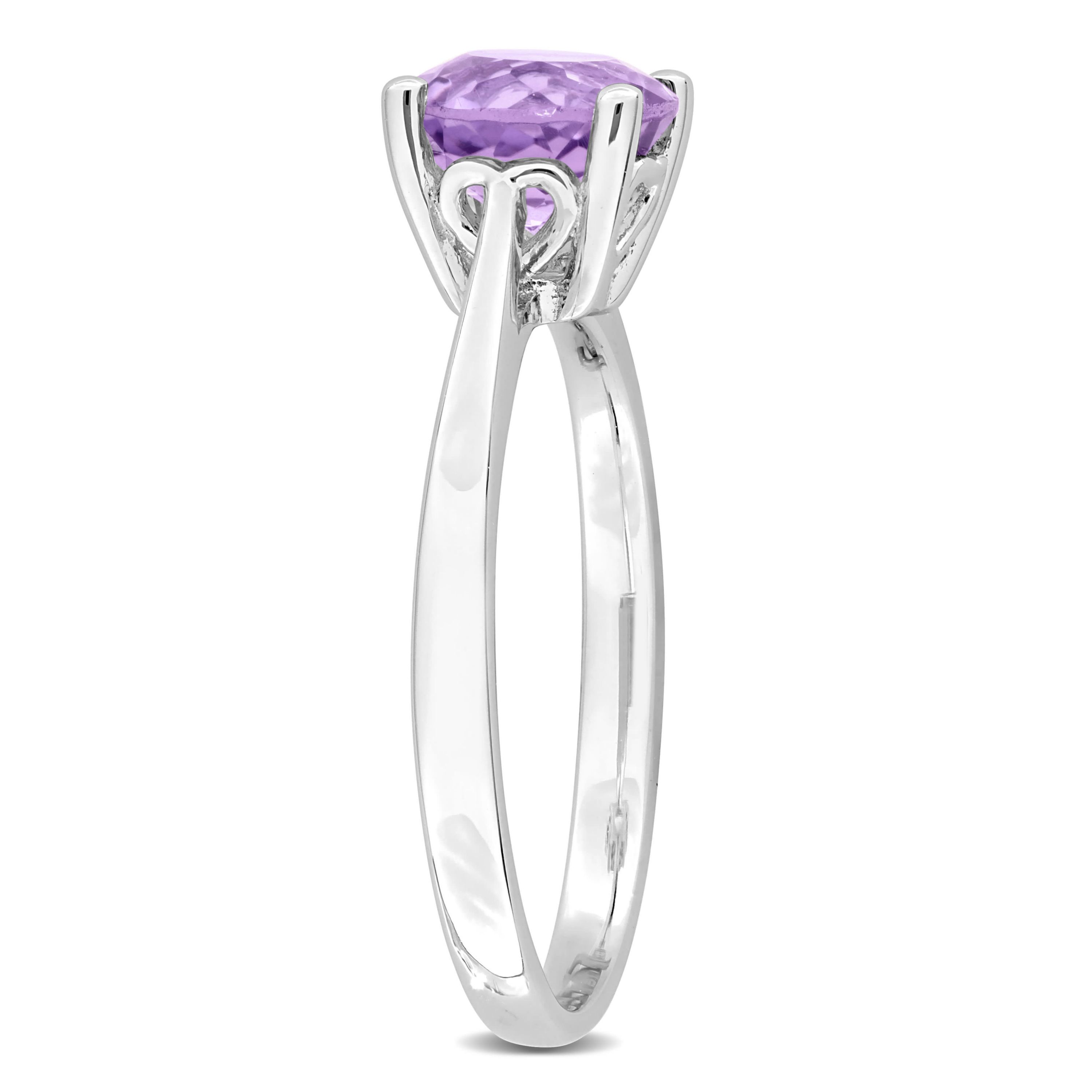 Amethyst Solitaire Ring in Sterling Silver