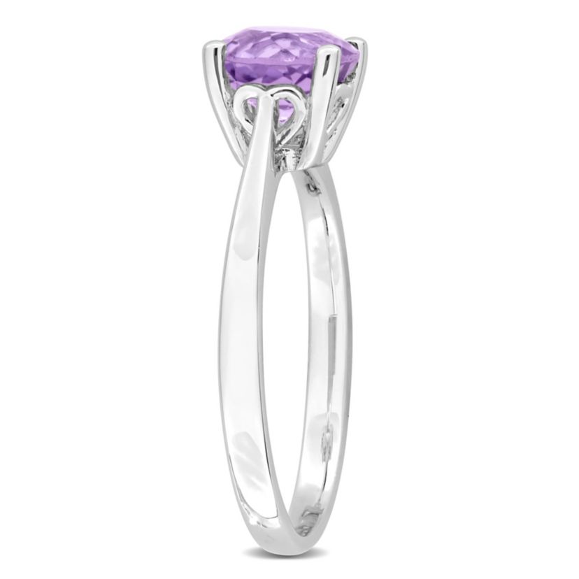 Amethyst Solitaire Ring in Sterling Silver