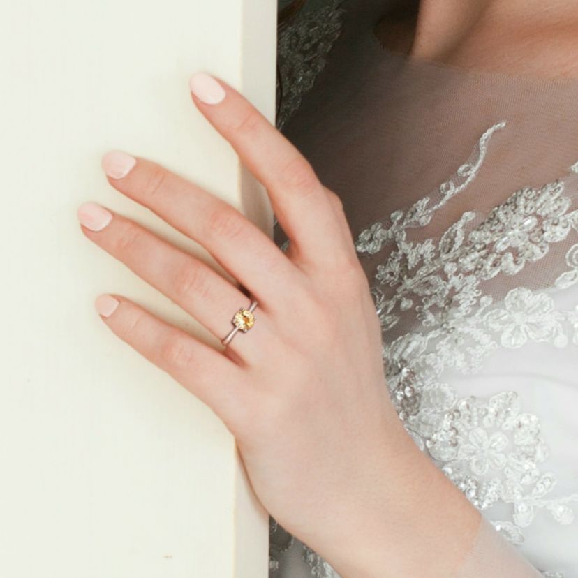 Citrine Solitaire Ring in Sterling Silver