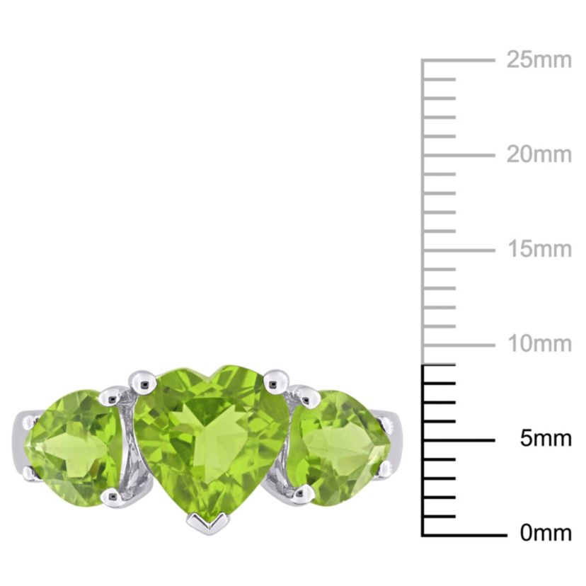 Peridot 3-Stone Heart Ring in Sterling Silver