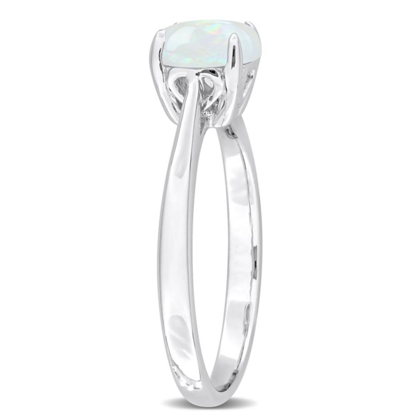 Opal Solitaire Engagement Ring in Sterling Silver