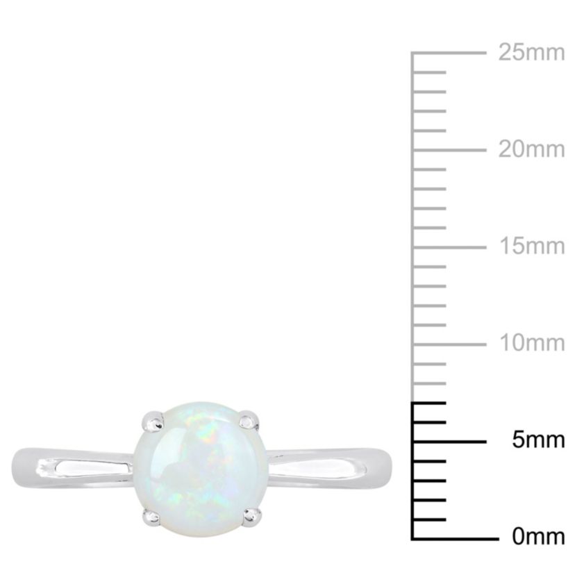 Opal Solitaire Engagement Ring in Sterling Silver