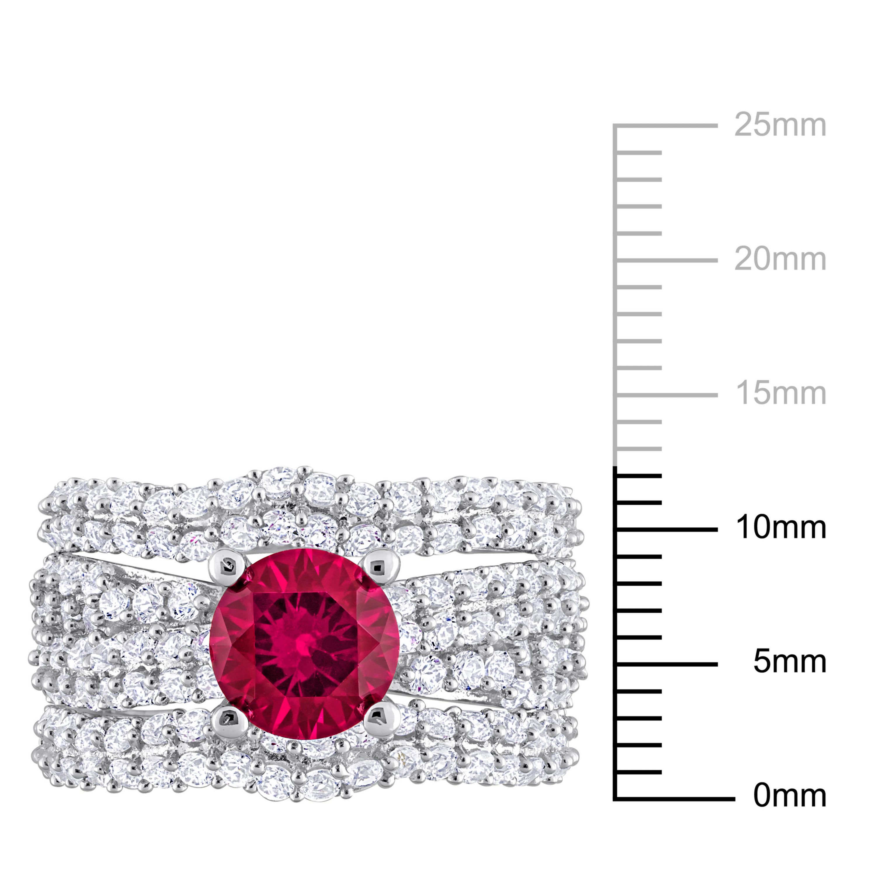 Lab Created Created Ruby and Created White Sapphire Bridal Ring Set in Sterling Silver
