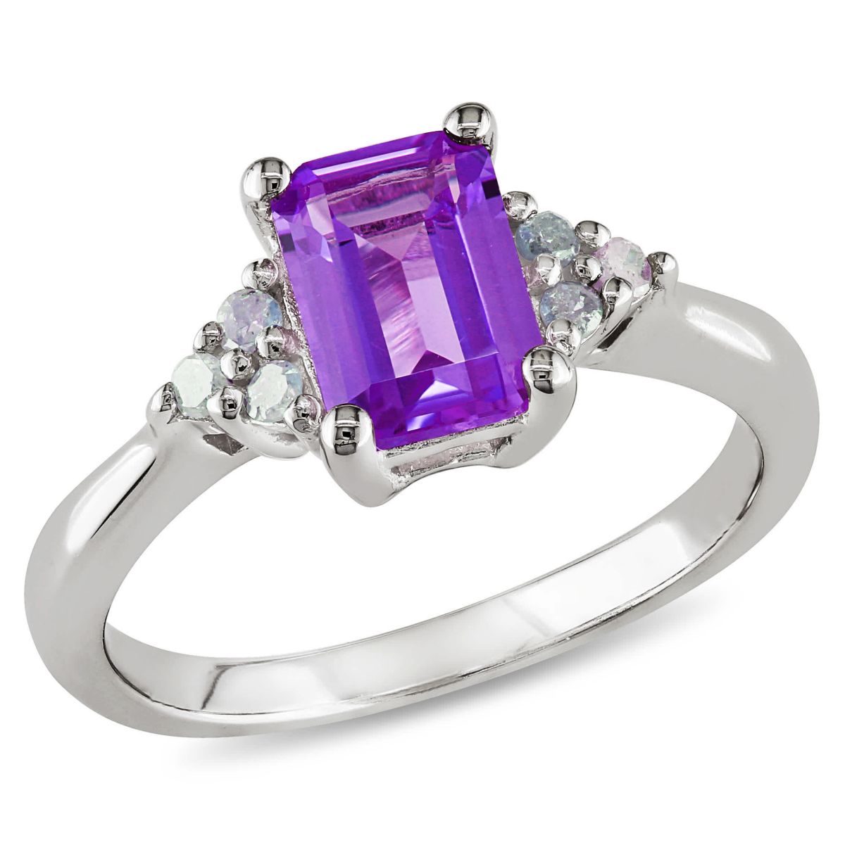 Amethyst and 1/10 ct. t.w. Diamond Ring in Sterling Silver