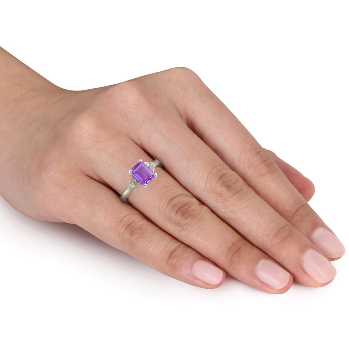 Amethyst and 1/10 ct. t.w. Diamond Ring in Sterling Silver