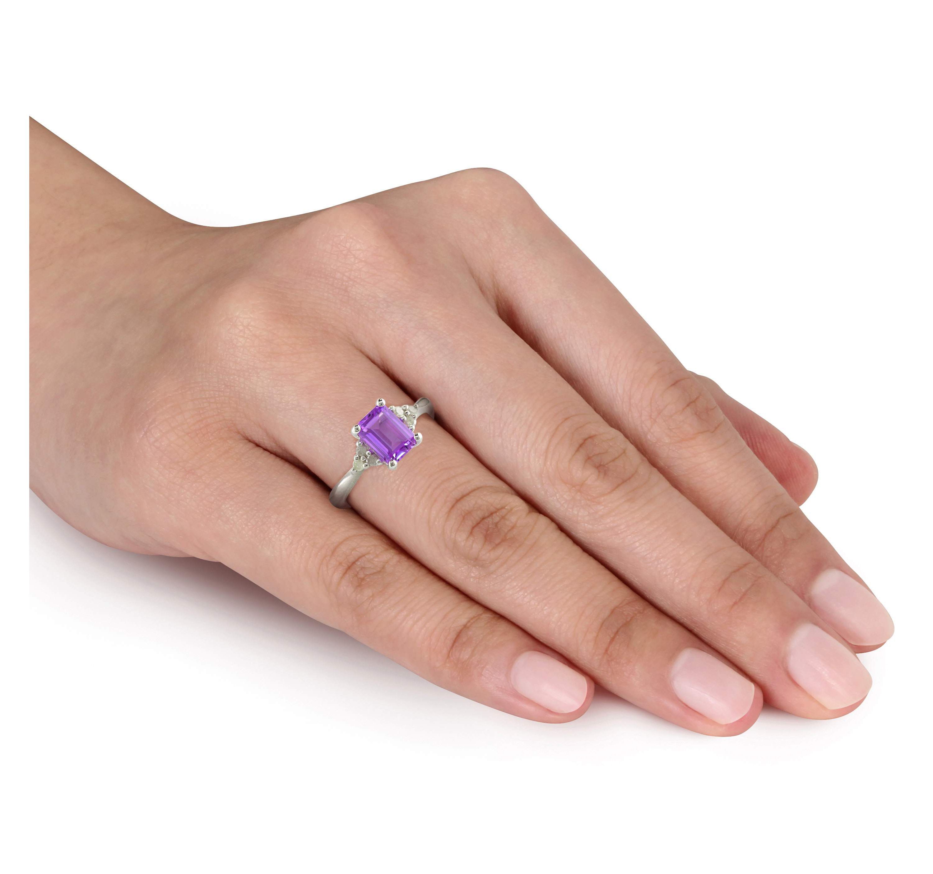 Amethyst and 1/10 ct. t.w. Diamond Ring in Sterling Silver