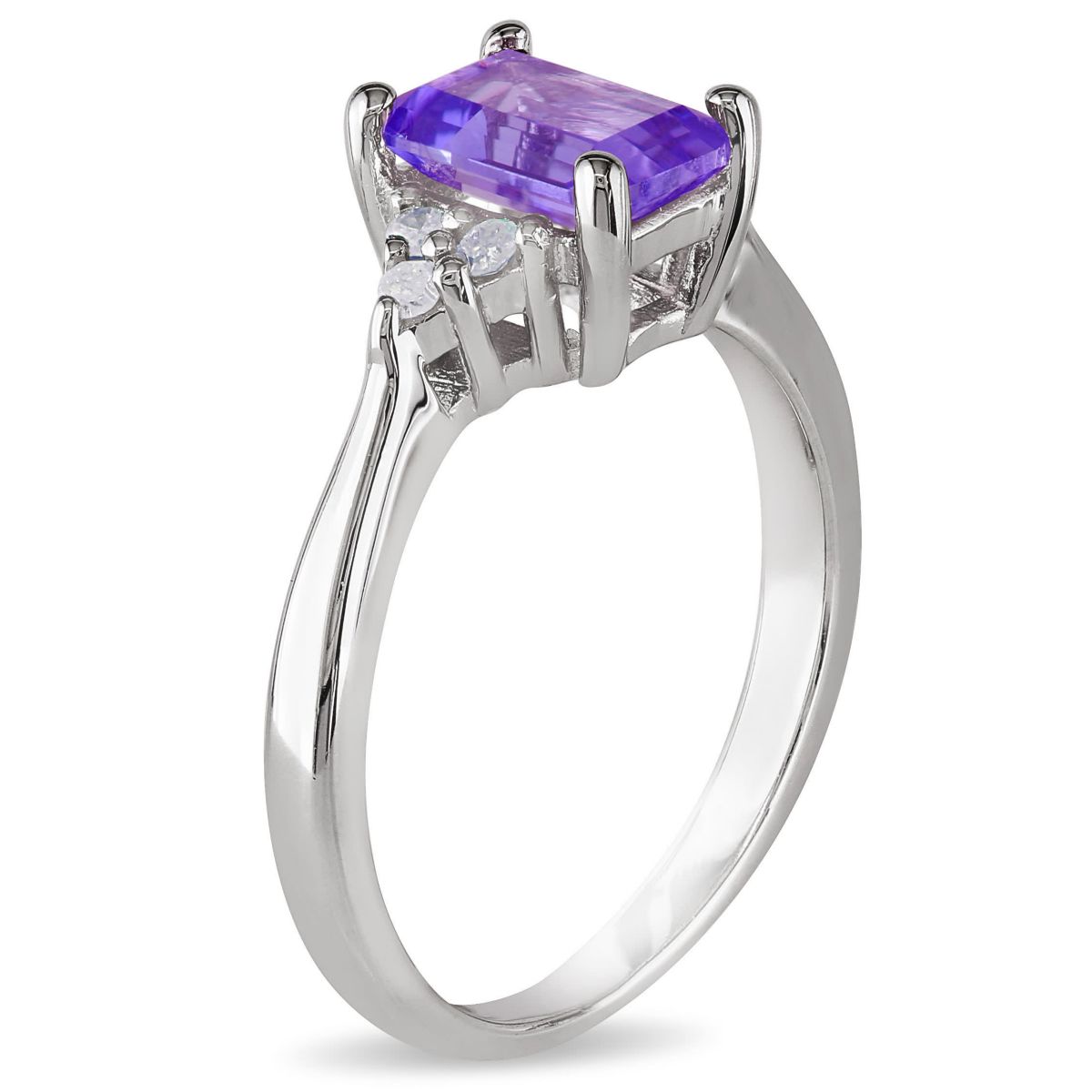 Amethyst and 1/10 ct. t.w. Diamond Ring in Sterling Silver