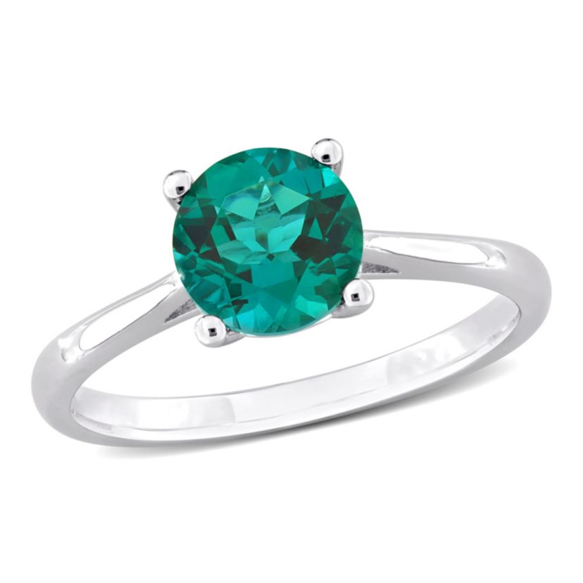Lab Created Created Emerald Solitaire Ring in Sterling Silver
