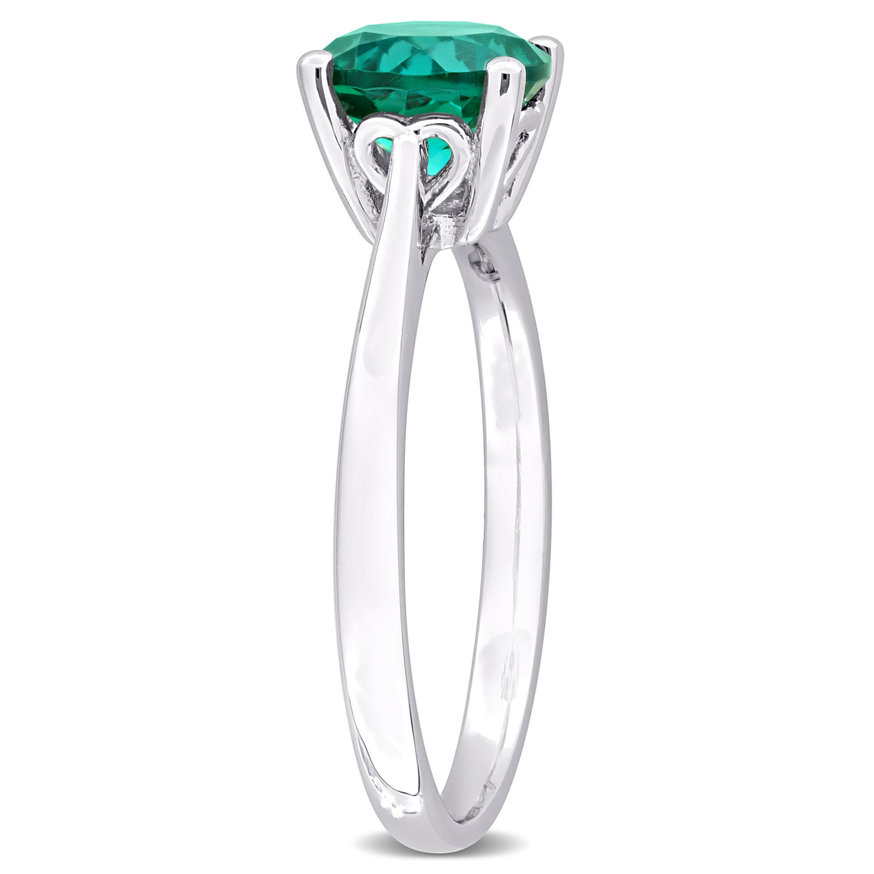 Lab Created Created Emerald Solitaire Ring in Sterling Silver