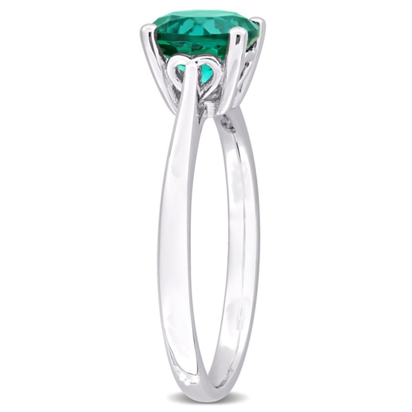 Lab Created Created Emerald Solitaire Ring in Sterling Silver