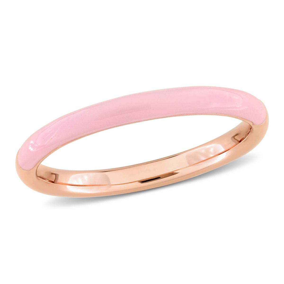 Pink Enamel Band Ring in Rose Plated Sterling Silver