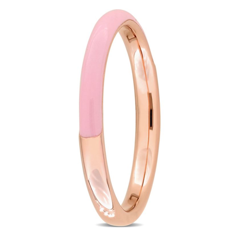 Pink Enamel Band Ring in Rose Plated Sterling Silver