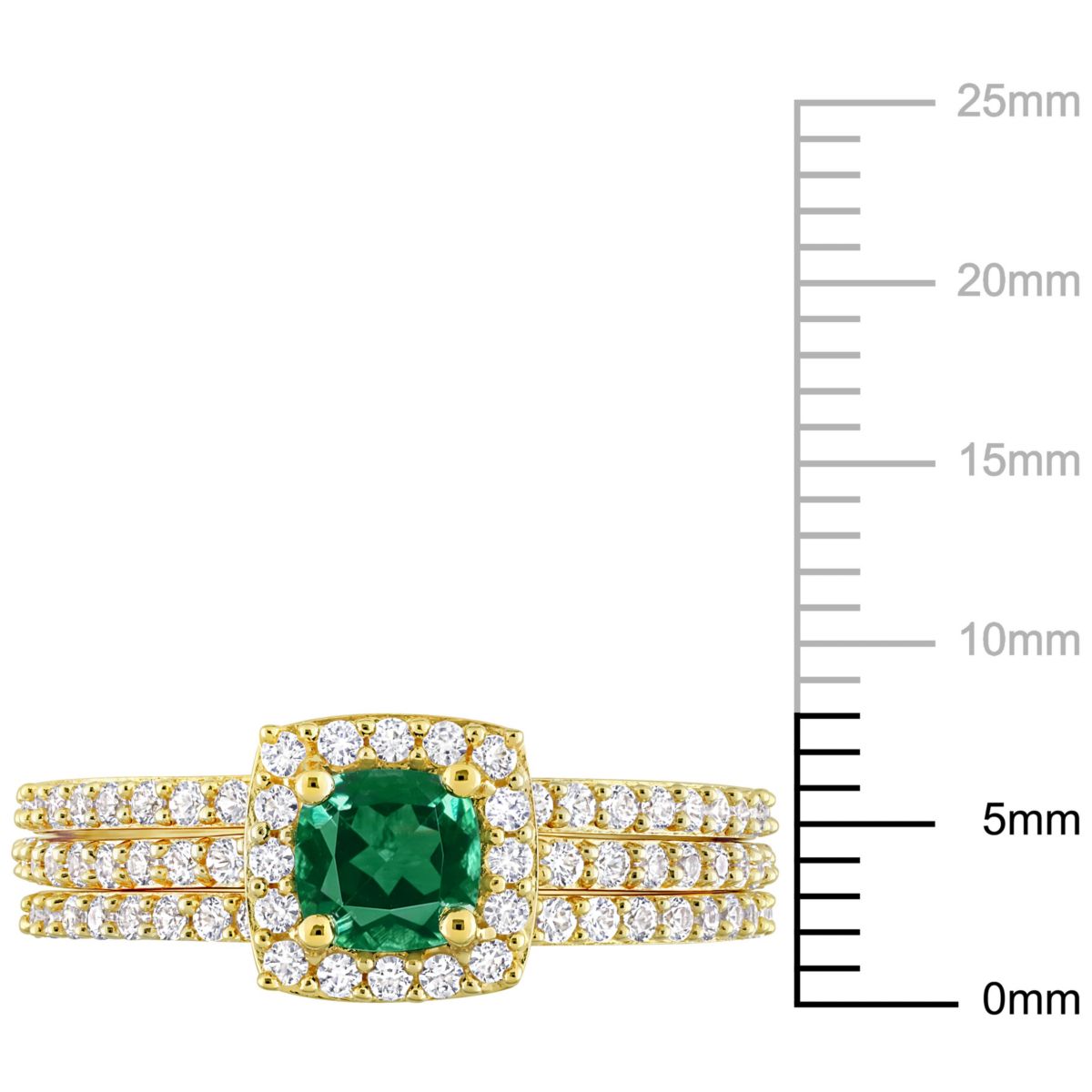 Lab Created Created Emerald and Created White Sapphire Bridal Ring Set in Yellow Plated Sterling Silver