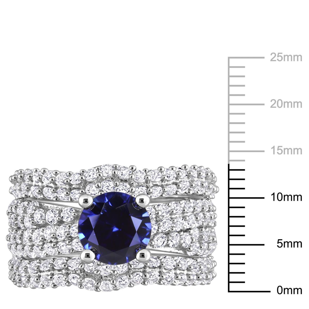 Lab Created Created Blue Sapphire and Created White Sapphire Bridal Ring Set in Sterling Silver