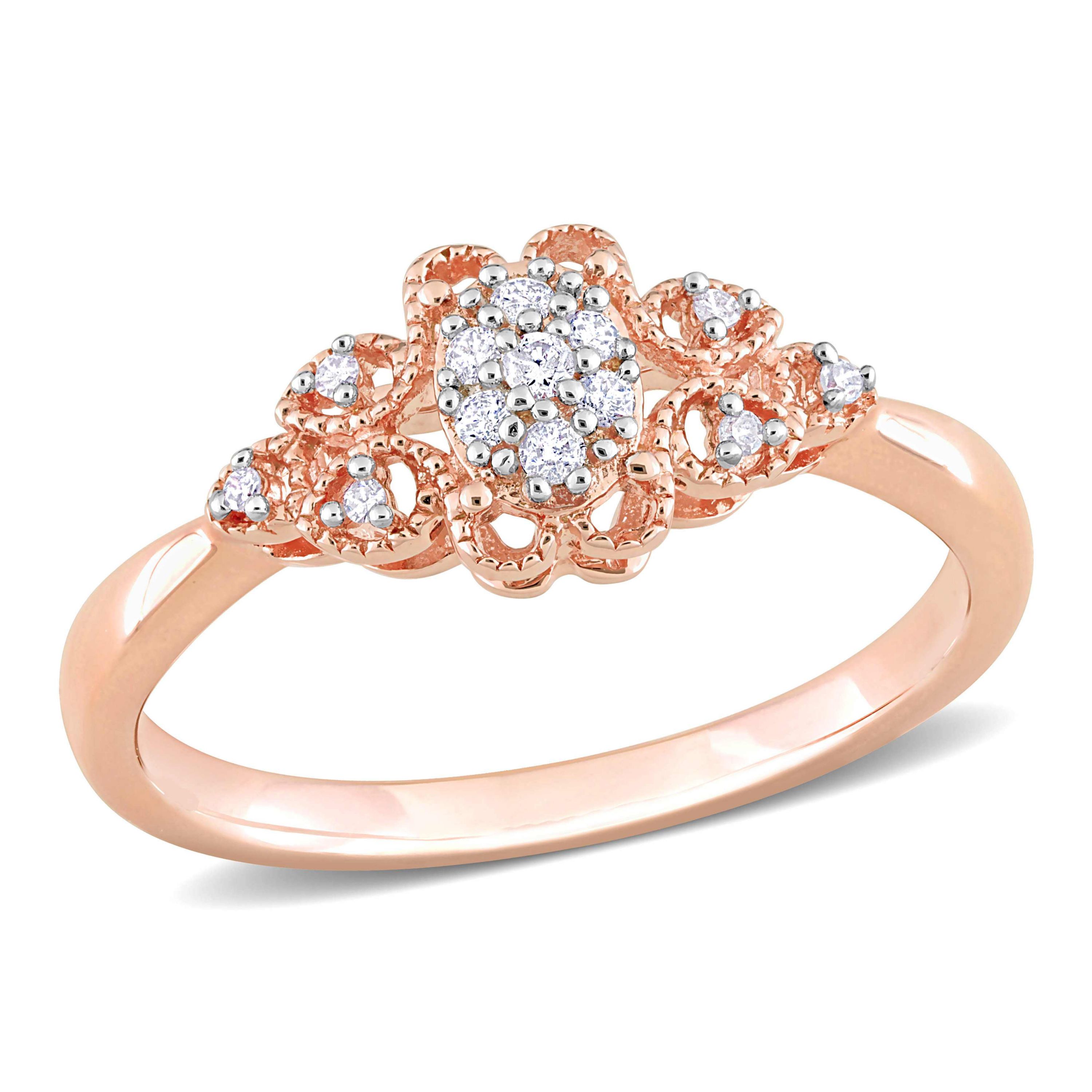 1/10 ct. t.w. Diamond Engagement Ring in Rose Plated Sterling Silver