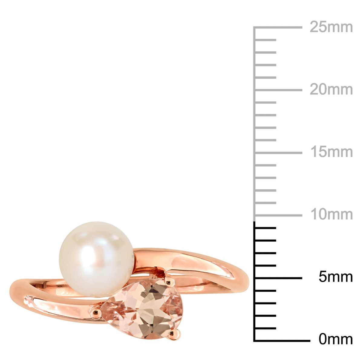 6-6.5mm Freshwater Cultured Pearl and Morganite 2-Stone Ring in 10K Rose Gold