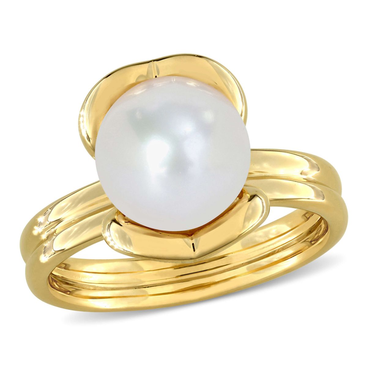 9-9.5mm Freshwater Cultured Pearl Solitaire Ring in 14K Yellow Gold