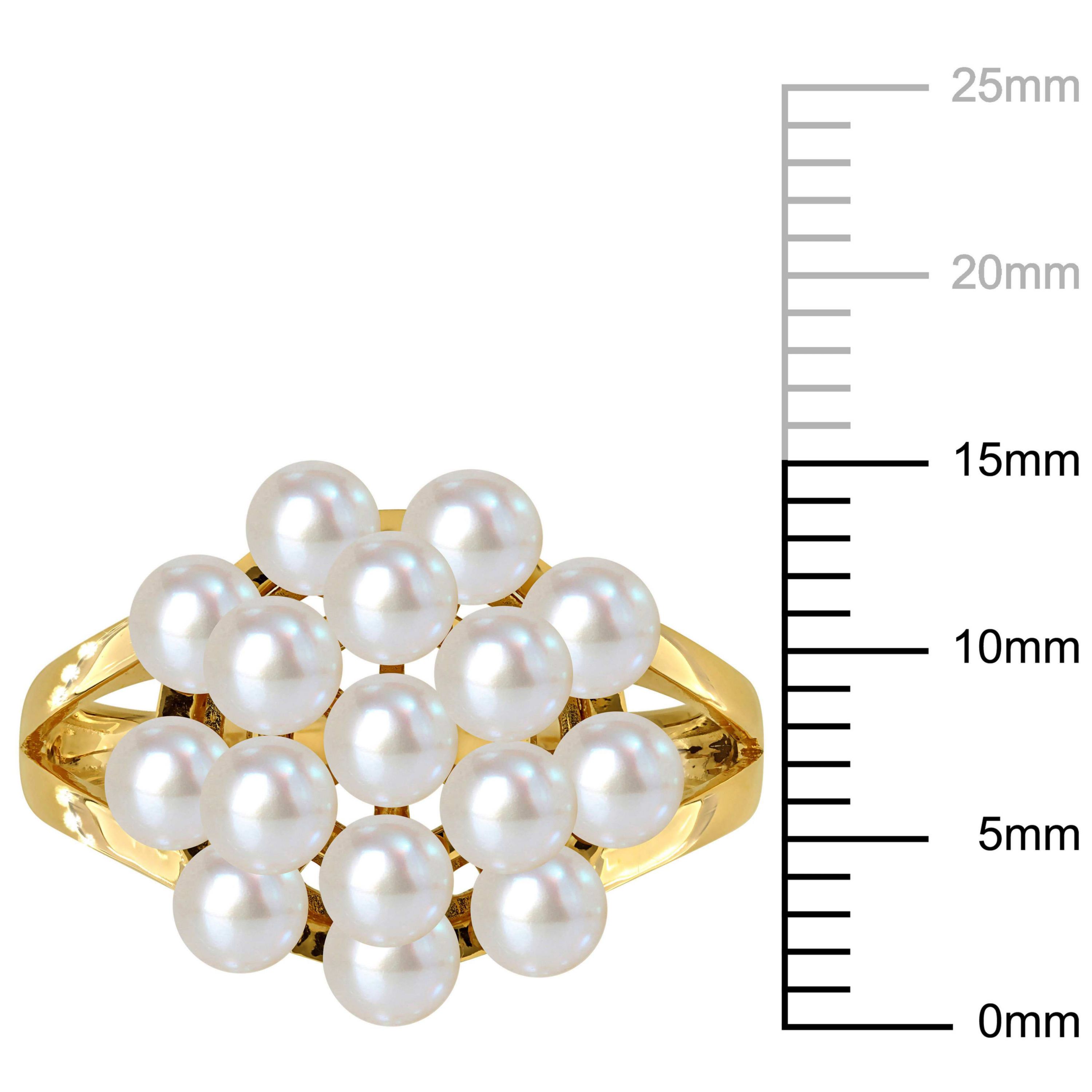 3.5-4mm Freshwater Cultured Pearl Cluster Ring in 14K Yellow Gold