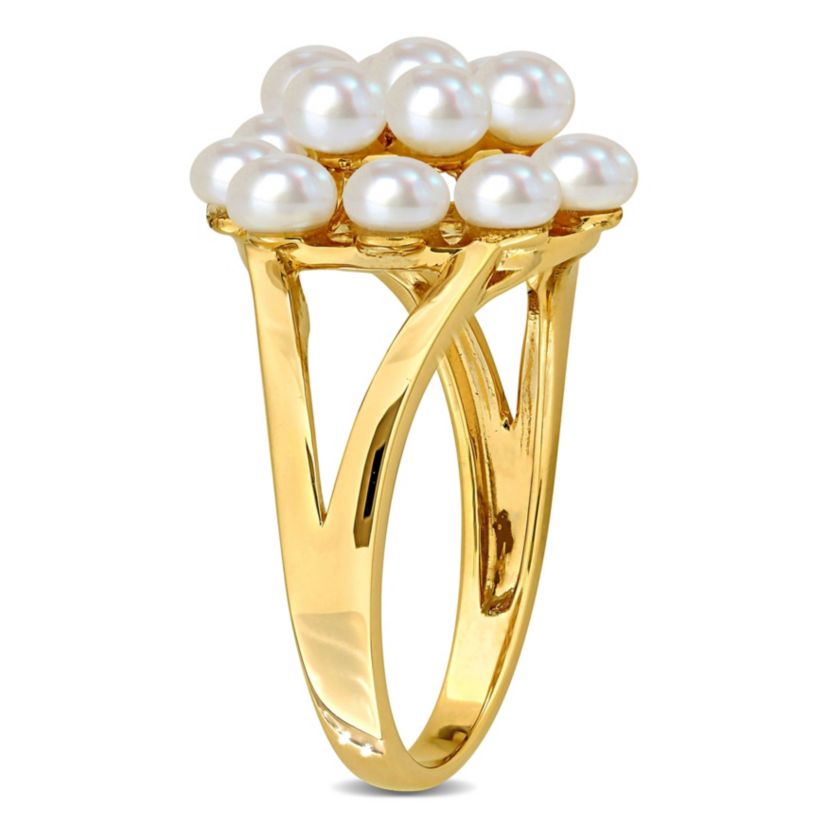 3.5-4mm Freshwater Cultured Pearl Cluster Ring in 14K Yellow Gold