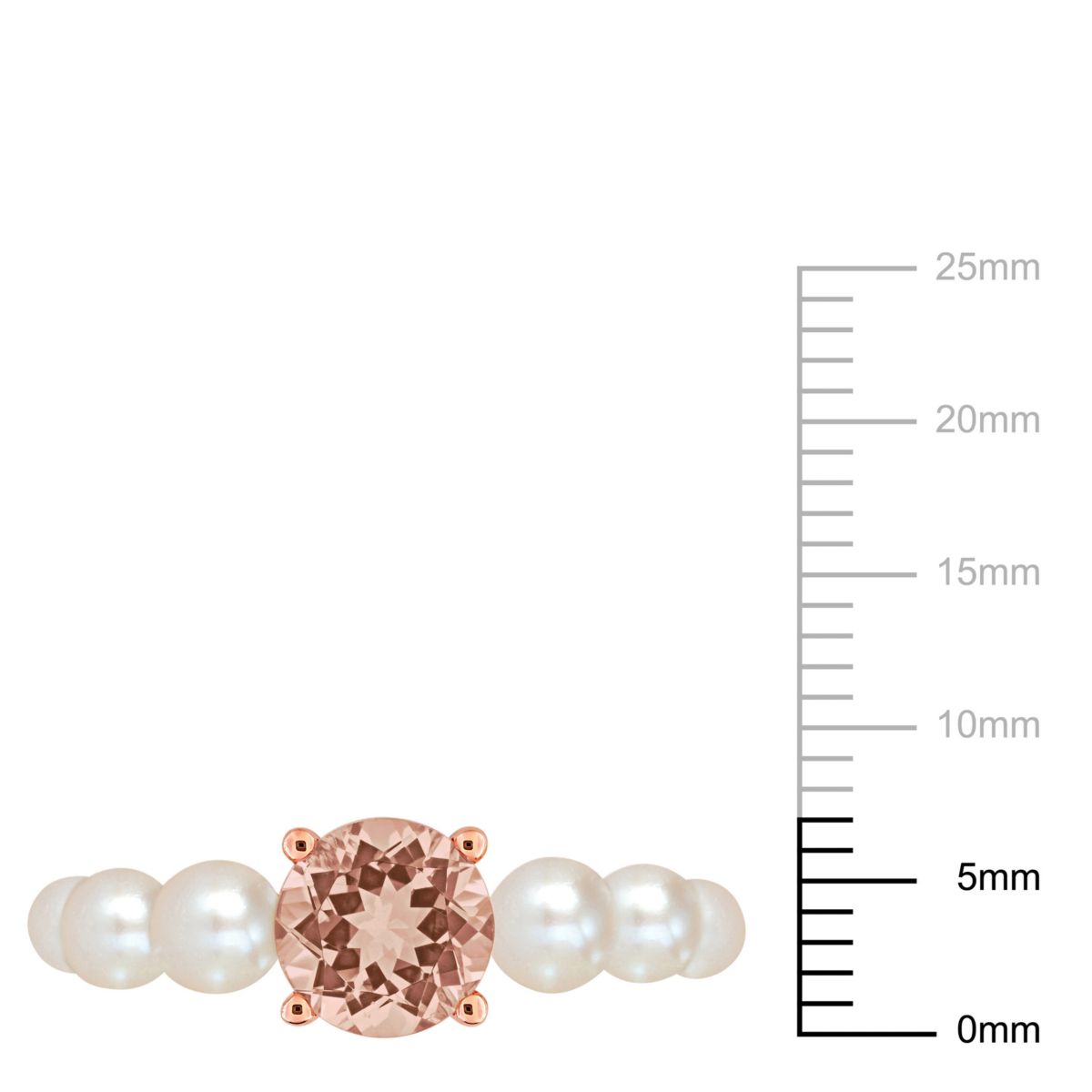 3-4.5mm Freshwater Cultured Pearl and Morganite Ring in 10K Rose Gold