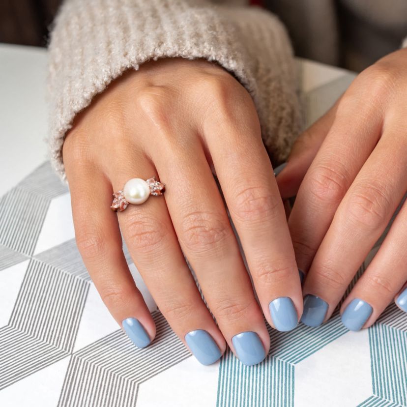 9-9.5mm Freshwater Cultured Pearl and Morganite Cocktail Ring in 14K Rose Gold