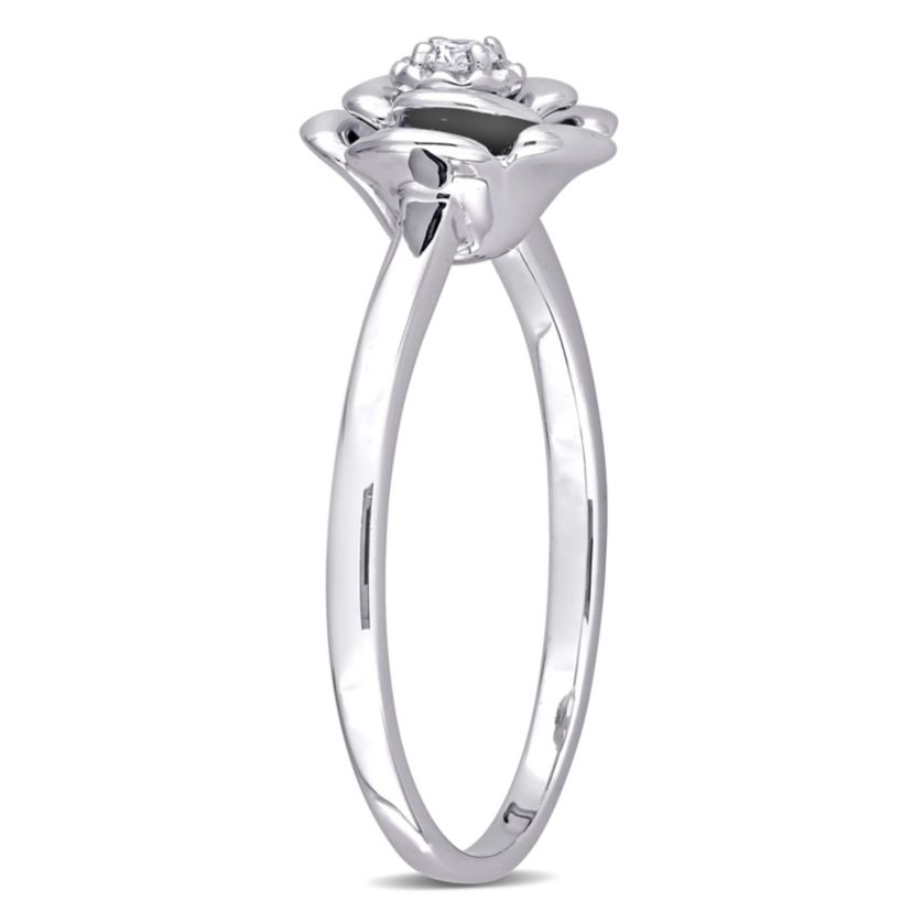 3-Pc Set of 1/6 ct. t.w. Diamond Flower Ring, Earrings & Pendant with Chain in Sterling Silver