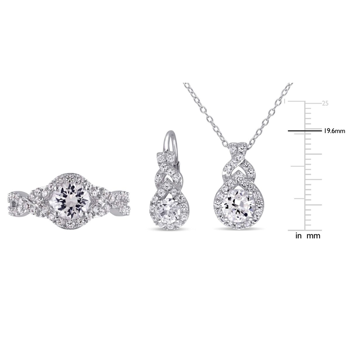 Lab Created 3-Pc Set of Created White Sapphire Ring, Earrings & Pendant with Chain in Sterling Silver