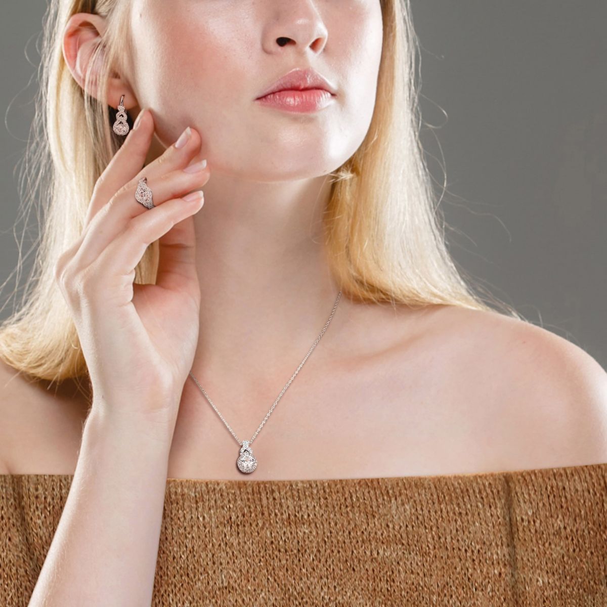 Lab Created 3-Pc Set of Created White Sapphire Ring, Earrings & Pendant with Chain in Sterling Silver