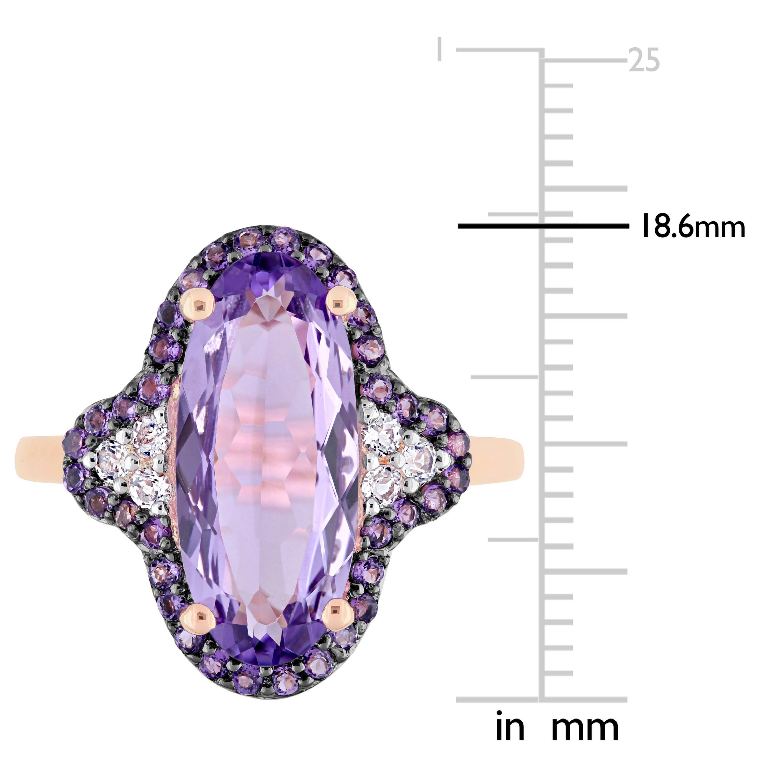 Amethyst-Africa & White Topaz Fashion Ring in Rose Plated Sterling Silver