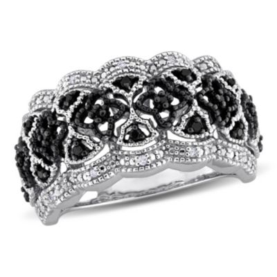 Belk & Co 1/10 ct. t.w. Black & White Diamond Vintage Ring in Black Rhodium Plated Sterling Silver, 5