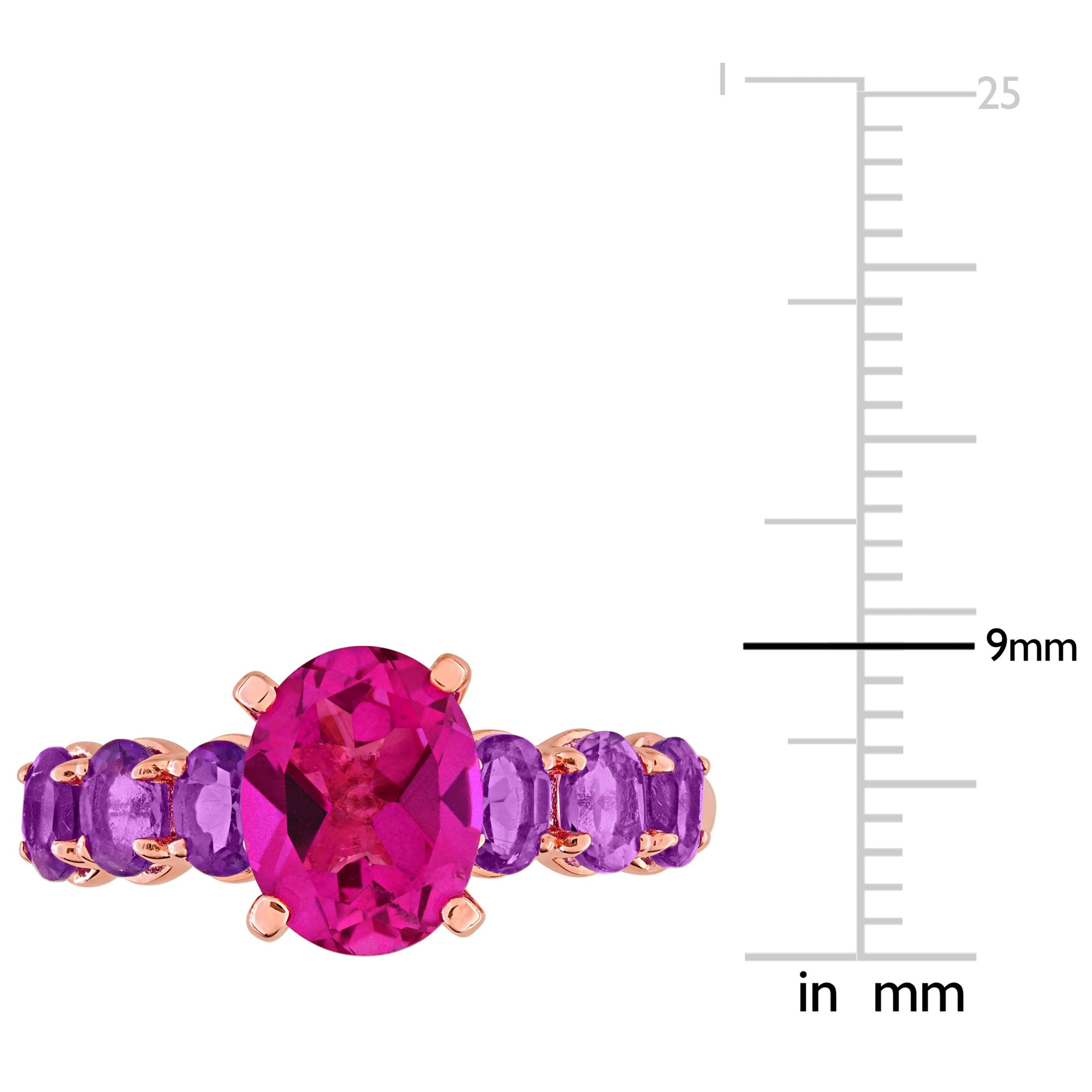 Pink Topaz & Amethyst-Africa Cocktail Ring in Rose Plated Sterling Silver