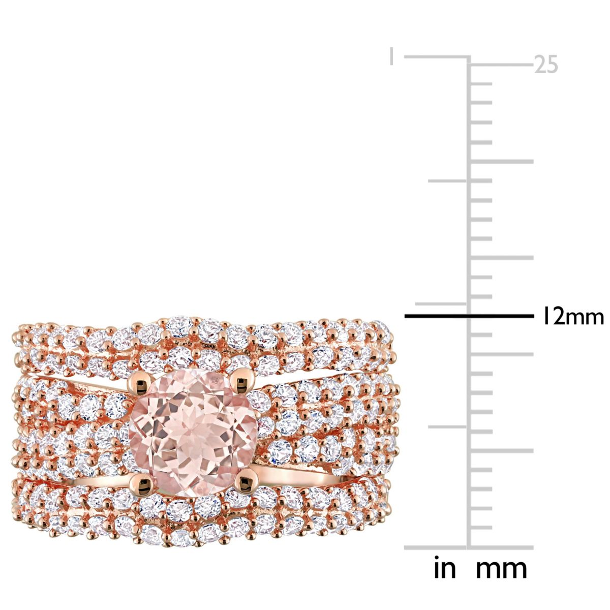 Lab Created Morganite & Created White Sapphire Bridal Set in Rose Plated Sterling Silver