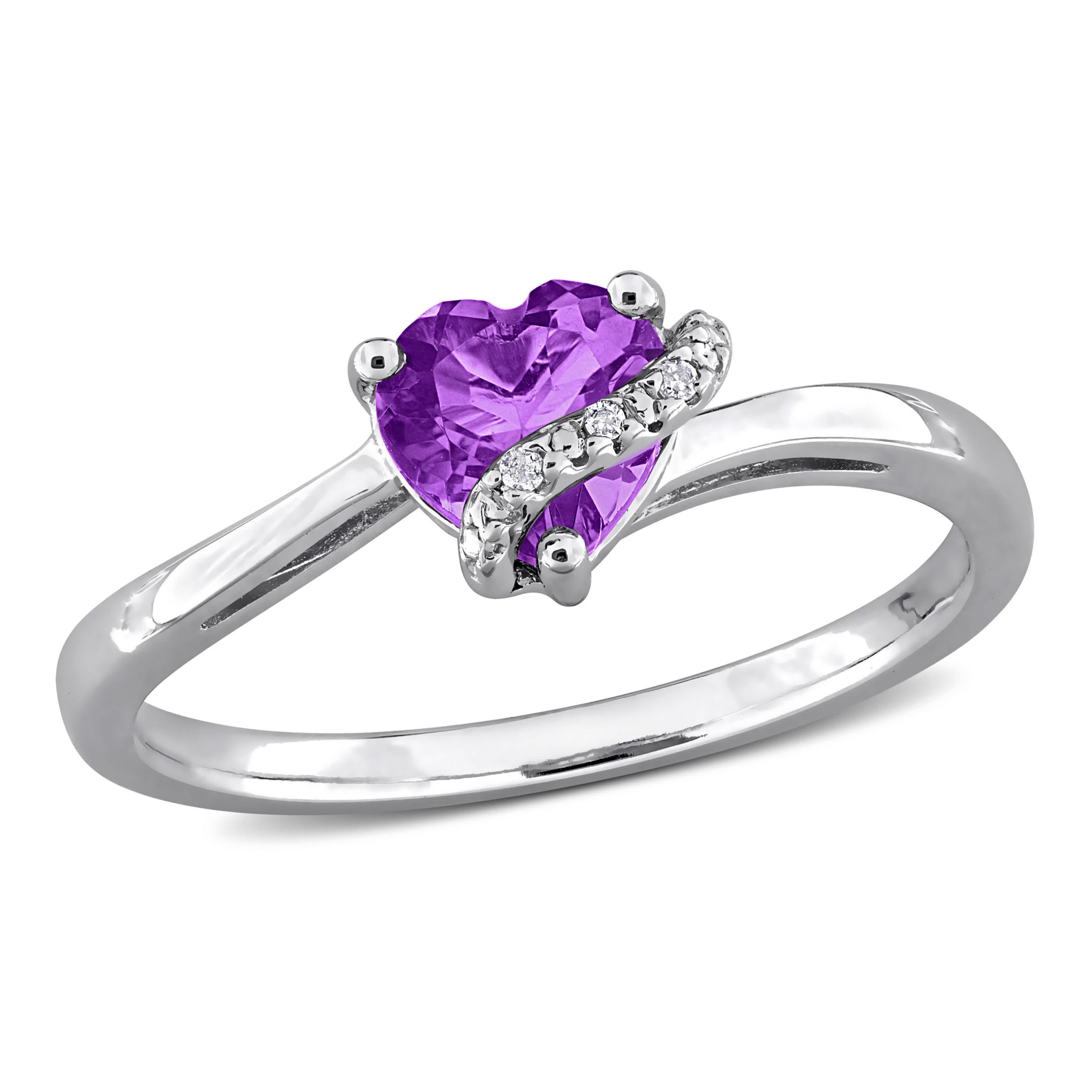 Amethyst & Diamond Accent Wrap Ring in Sterling Silver