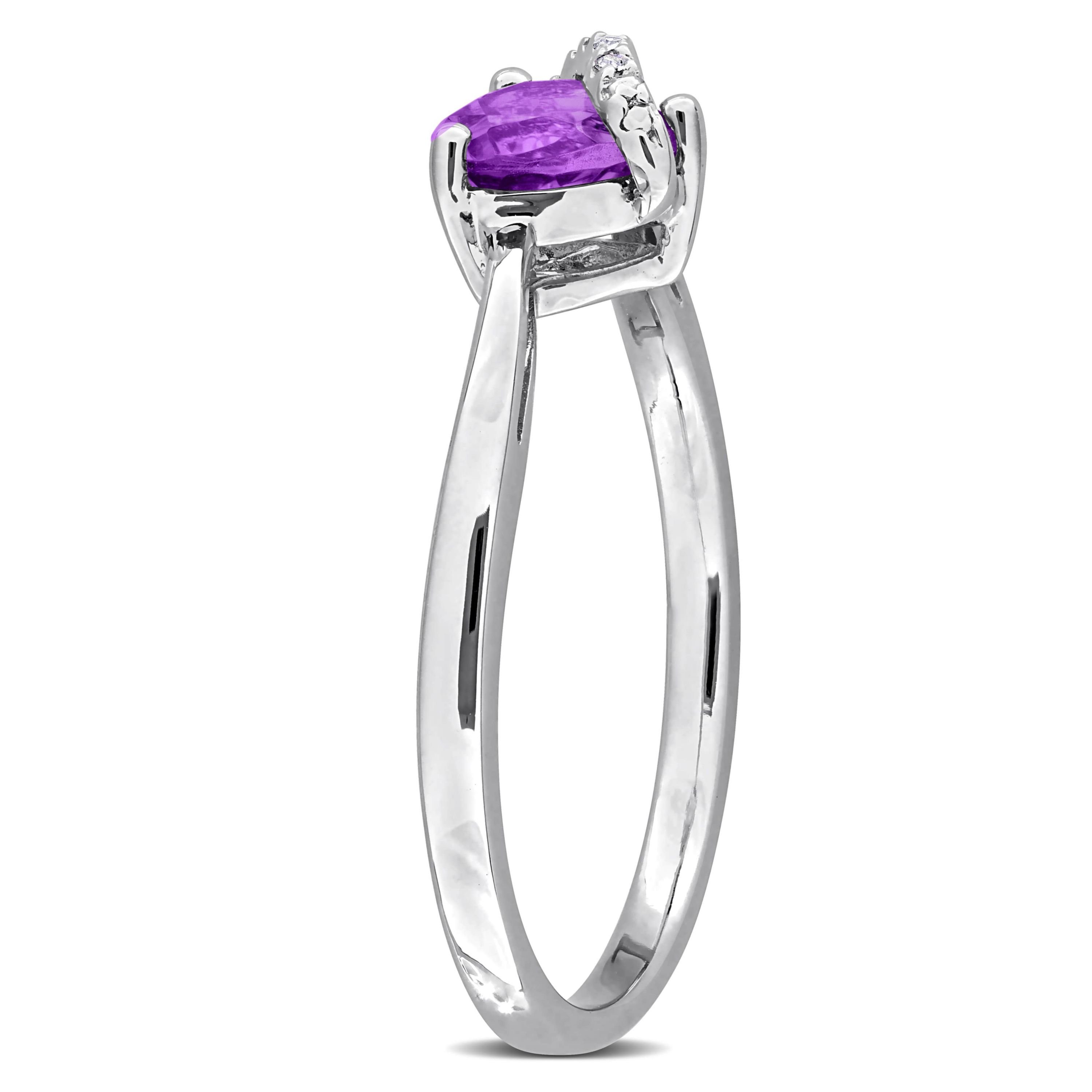 Amethyst & Diamond Accent Wrap Ring in Sterling Silver