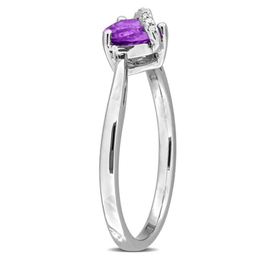 Amethyst & Diamond Accent Wrap Ring in Sterling Silver
