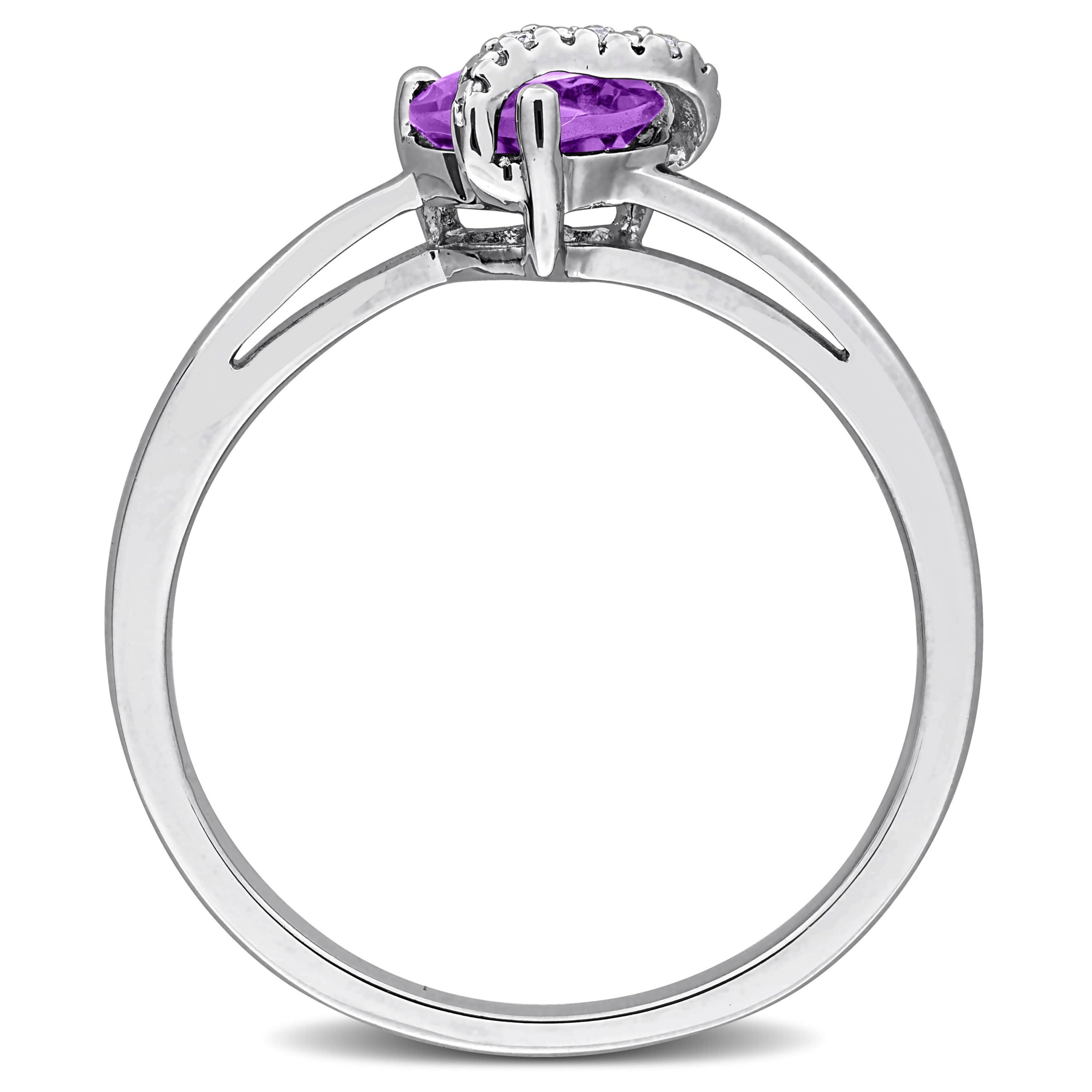 Amethyst & Diamond Accent Wrap Ring in Sterling Silver