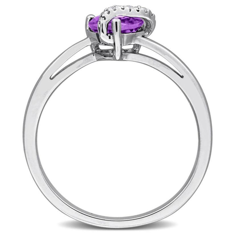 Amethyst & Diamond Accent Wrap Ring in Sterling Silver