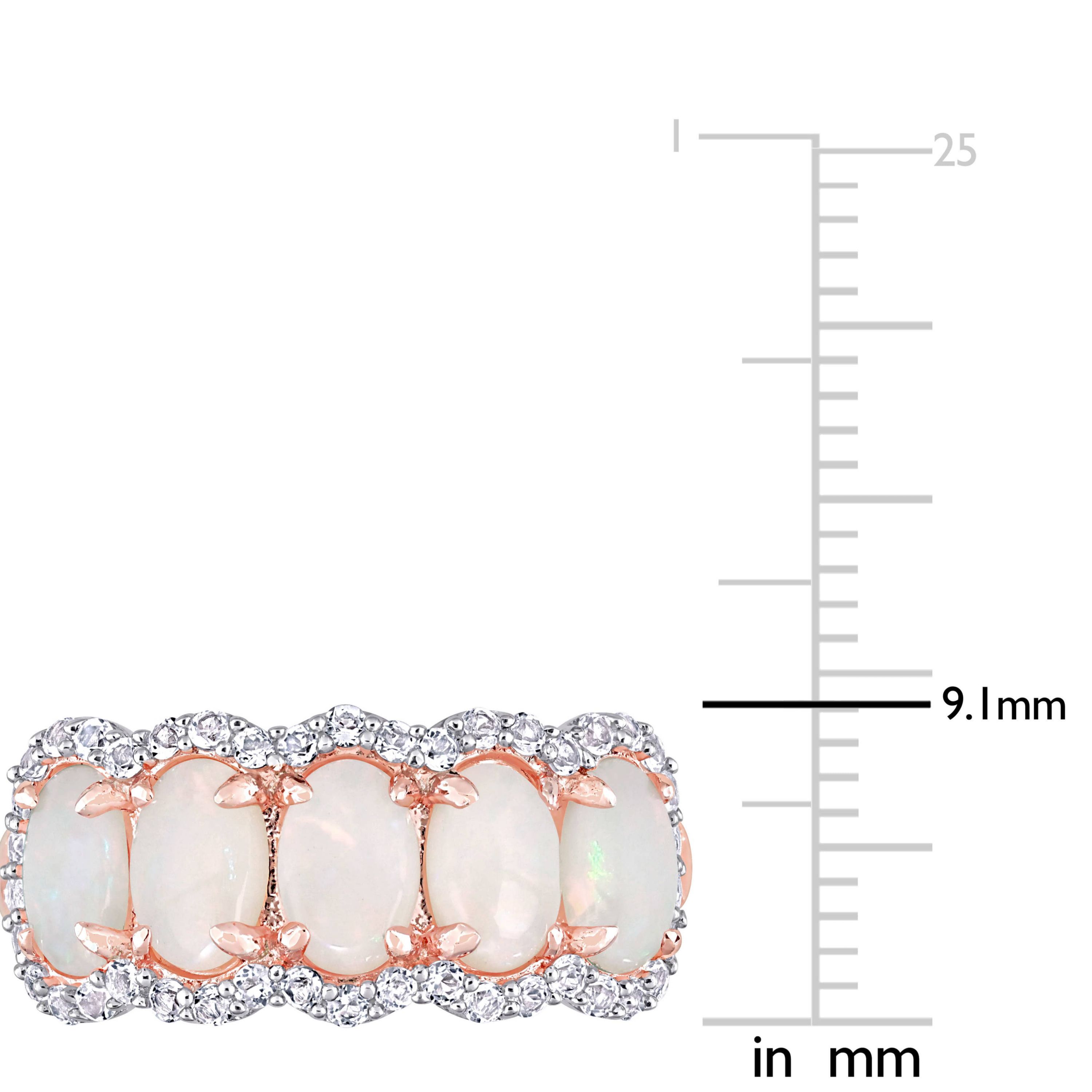 Opal & White Topaz 5-Stone Ring in Rose Plated Sterling Silver