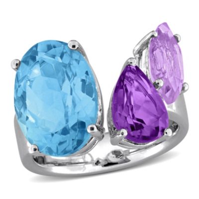 Belk & Co Sky Blue Topaz & Amethyst Open Ring in Sterling Silver