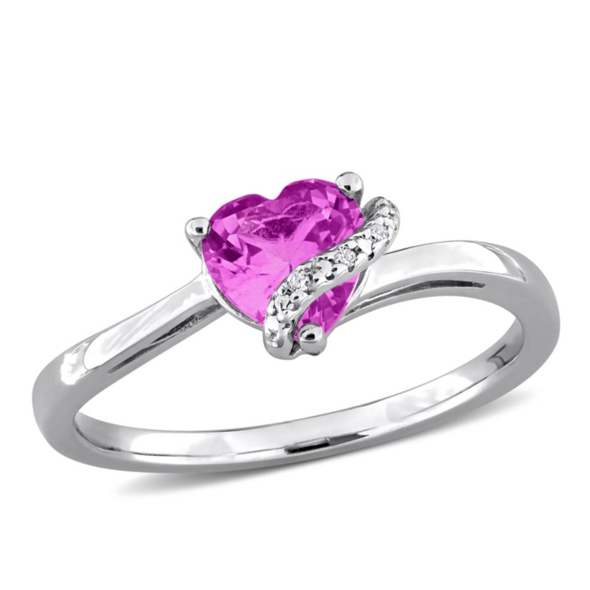 Lab Created Created Pink Sapphire & Diamond Accent Wrap Ring in Sterling Silver