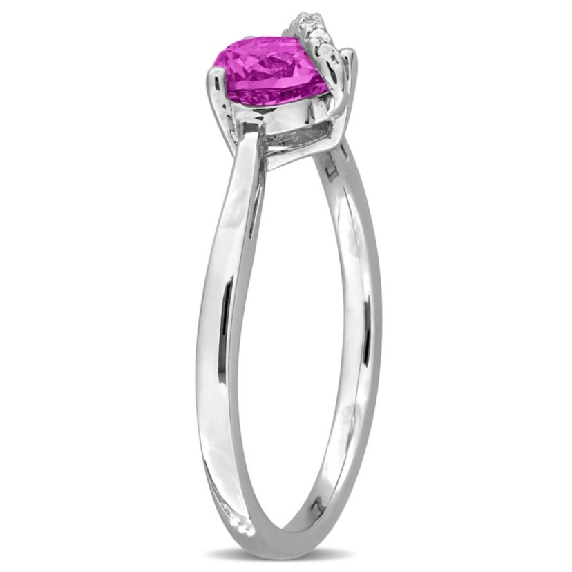 Lab Created Created Pink Sapphire & Diamond Accent Wrap Ring in Sterling Silver