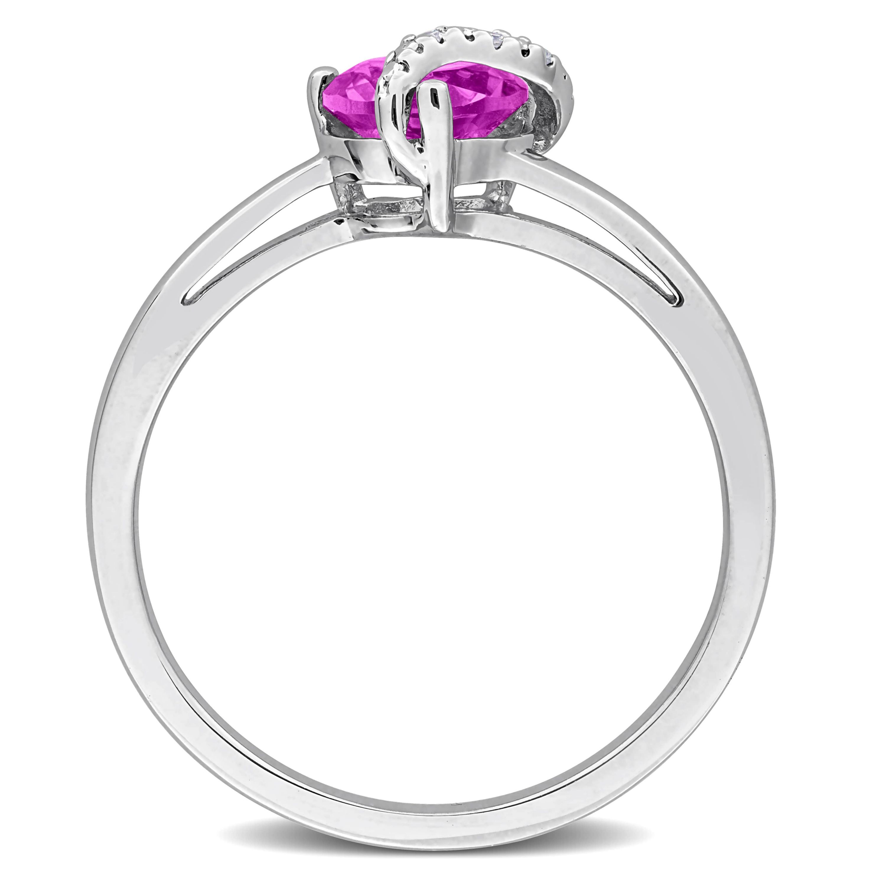 Lab Created Created Pink Sapphire & Diamond Accent Wrap Ring in Sterling Silver
