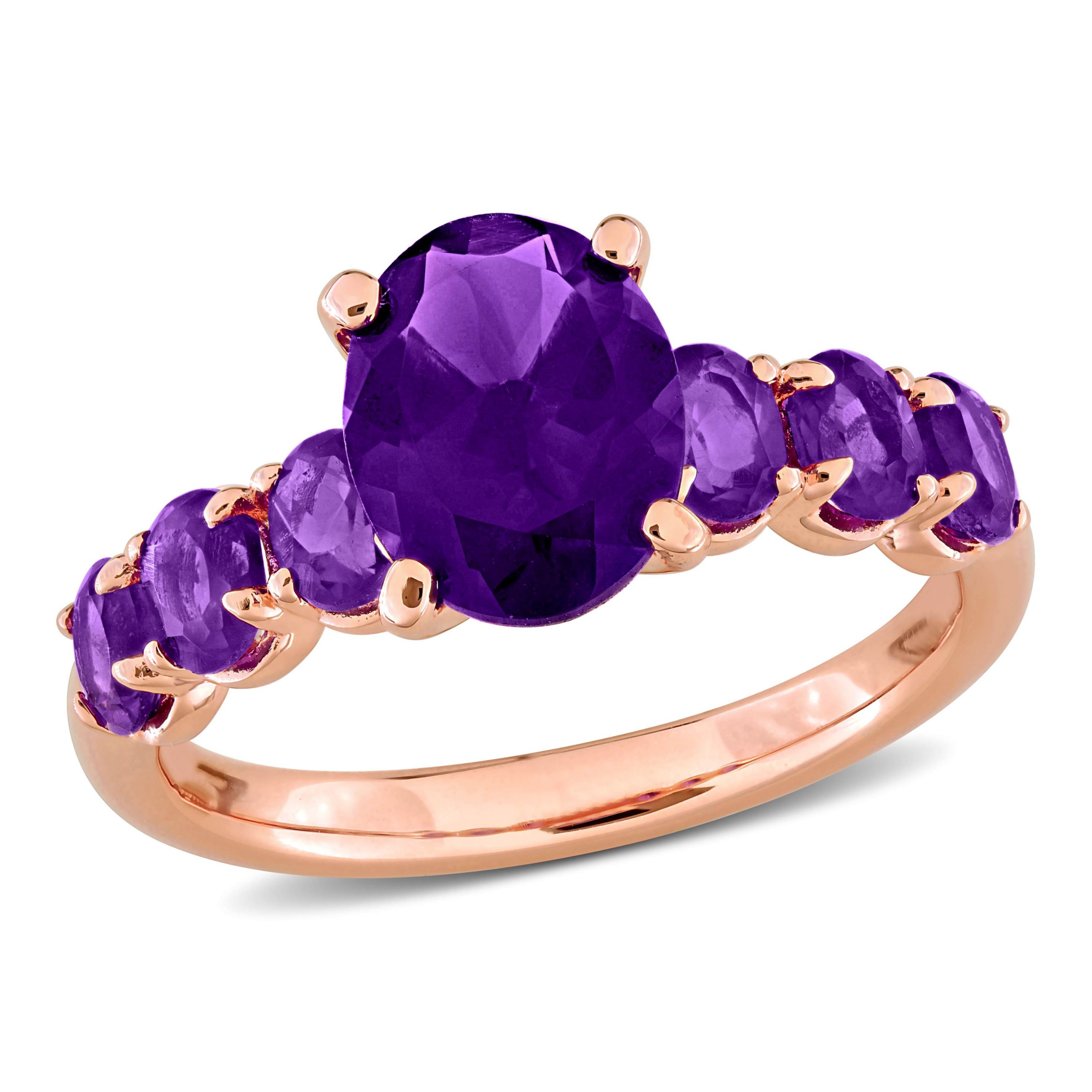 Amethyst-Africa Cocktail Ring in Rose Plated Sterling Silver